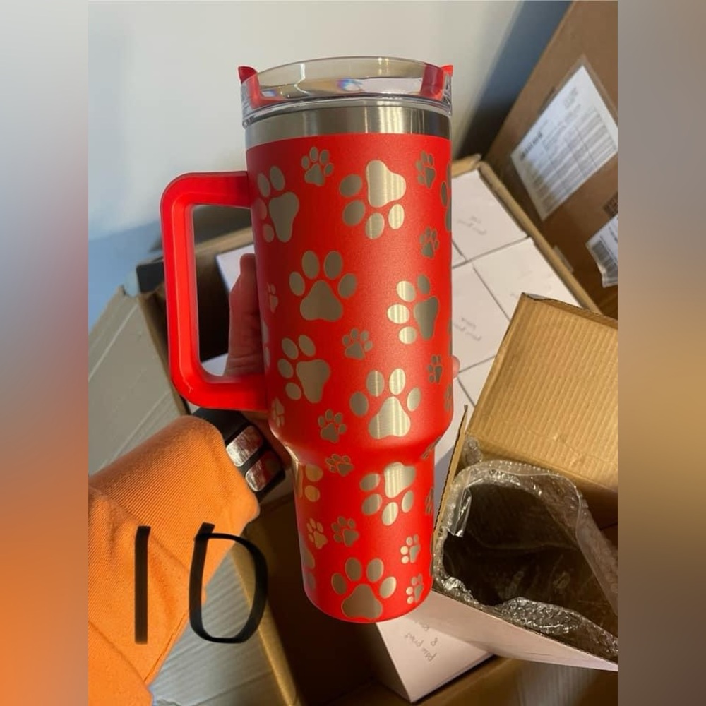 Unbranded paw print red 40oz tumbler